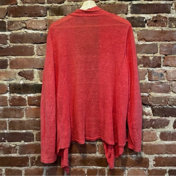 Eileen Fisher Woman 100% Organic Linen Open Front Cardigan Coral Orange 1X - Picture 4 of 4